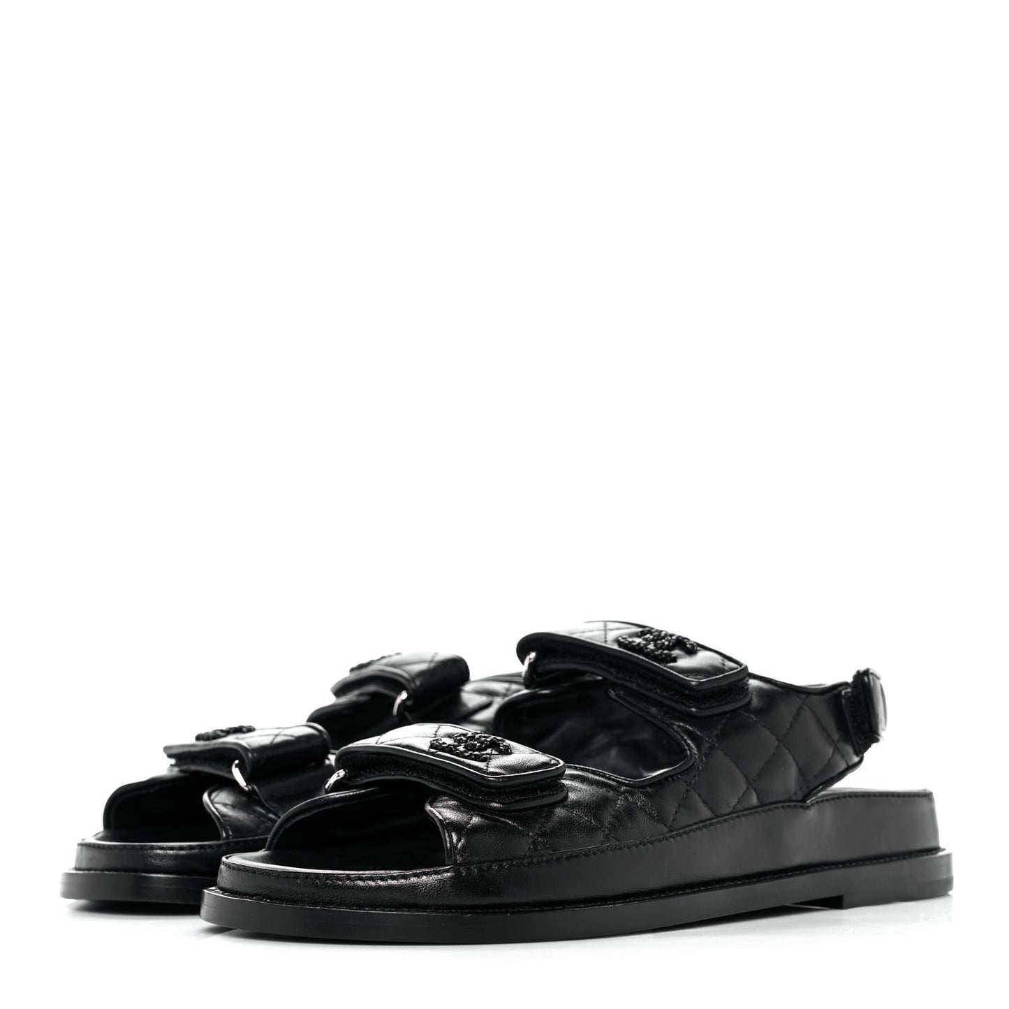 Lambskin Velcro Dad Sandals 37.5 Black