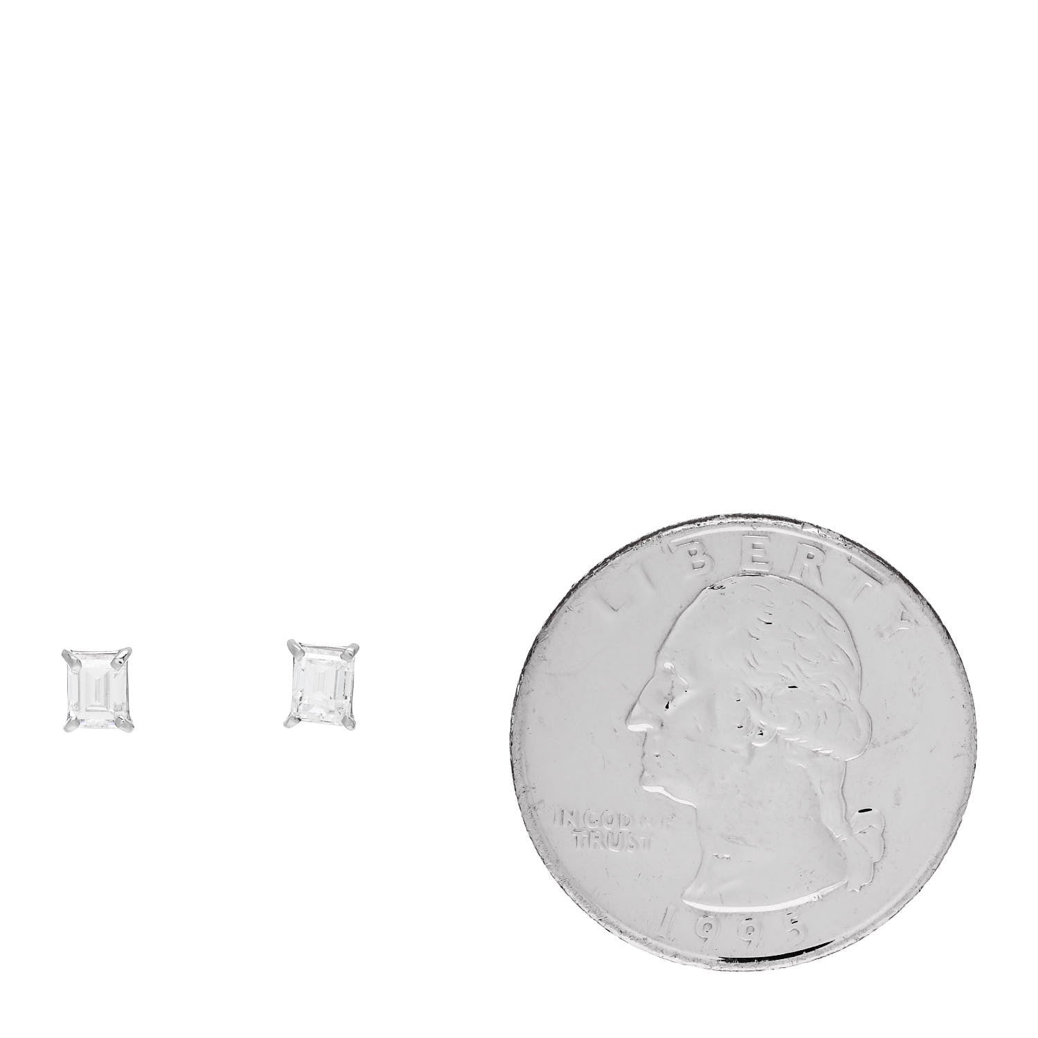 Parker & West by FASHIONPHILE Platinum Diamond .524ctw Rectangular Step Cut Solitaire Earrings 2 of 6
