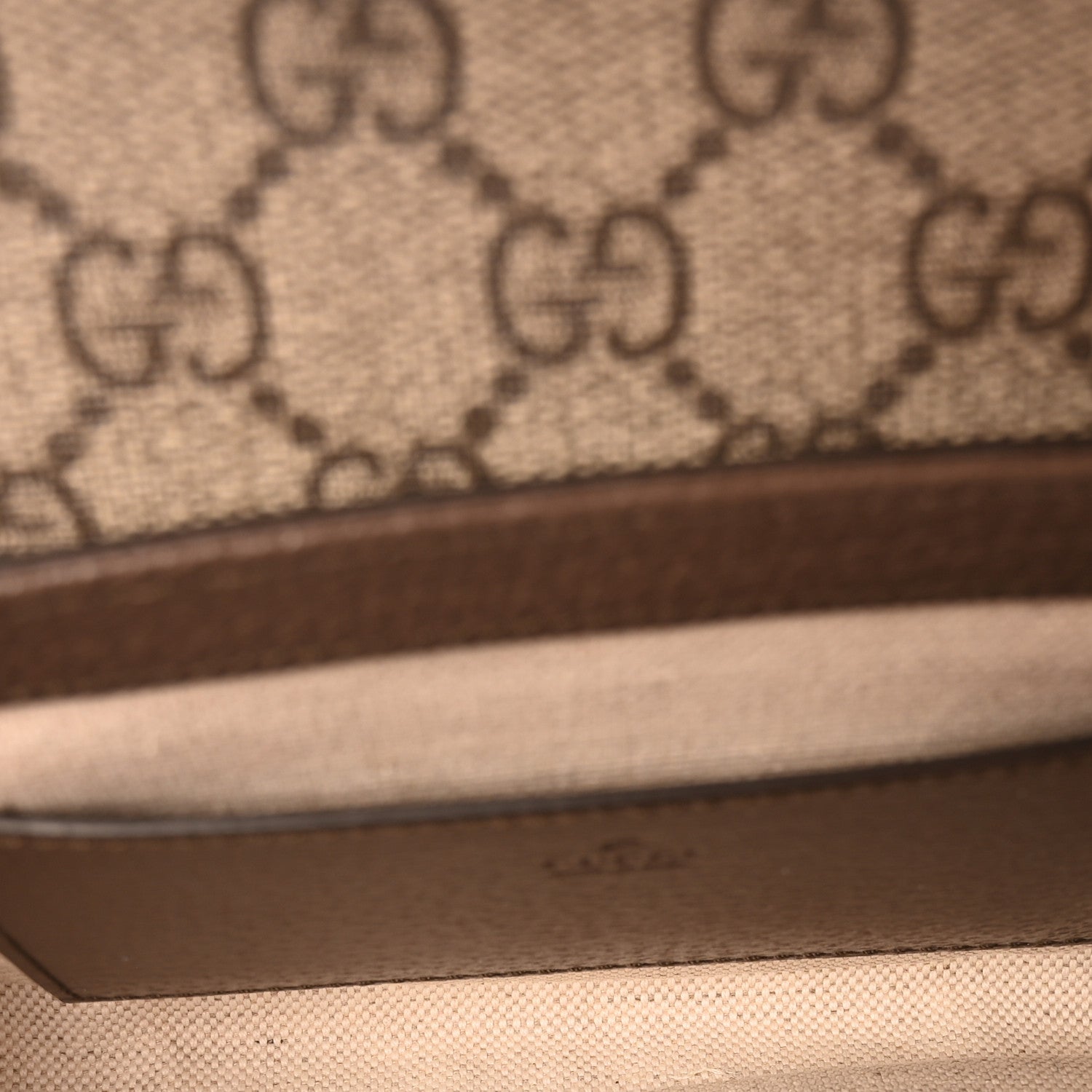 Gucci GG Supreme Monogram Textured Dollar Calfskin Web Mini Ophidia Envelope Shoulder Bag Beige Ebony New Acero 5 of 9