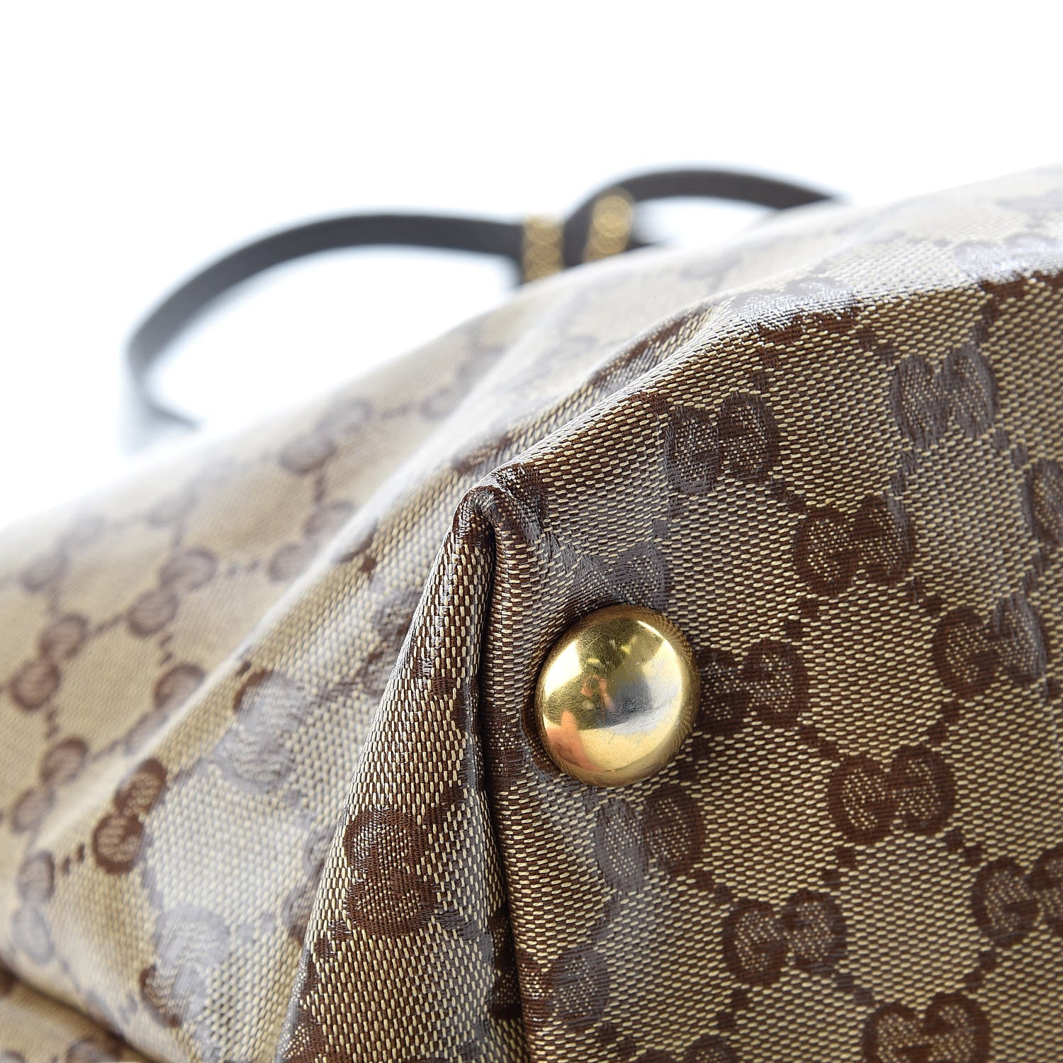 Gucci Crystal Monogram Medium Babouska Shopping Tote Dark Brown 12 of 15