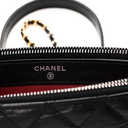 Chanel Aged Calfskin Quilted Small Gabrielle Clutch With Chain Black 8 of 13