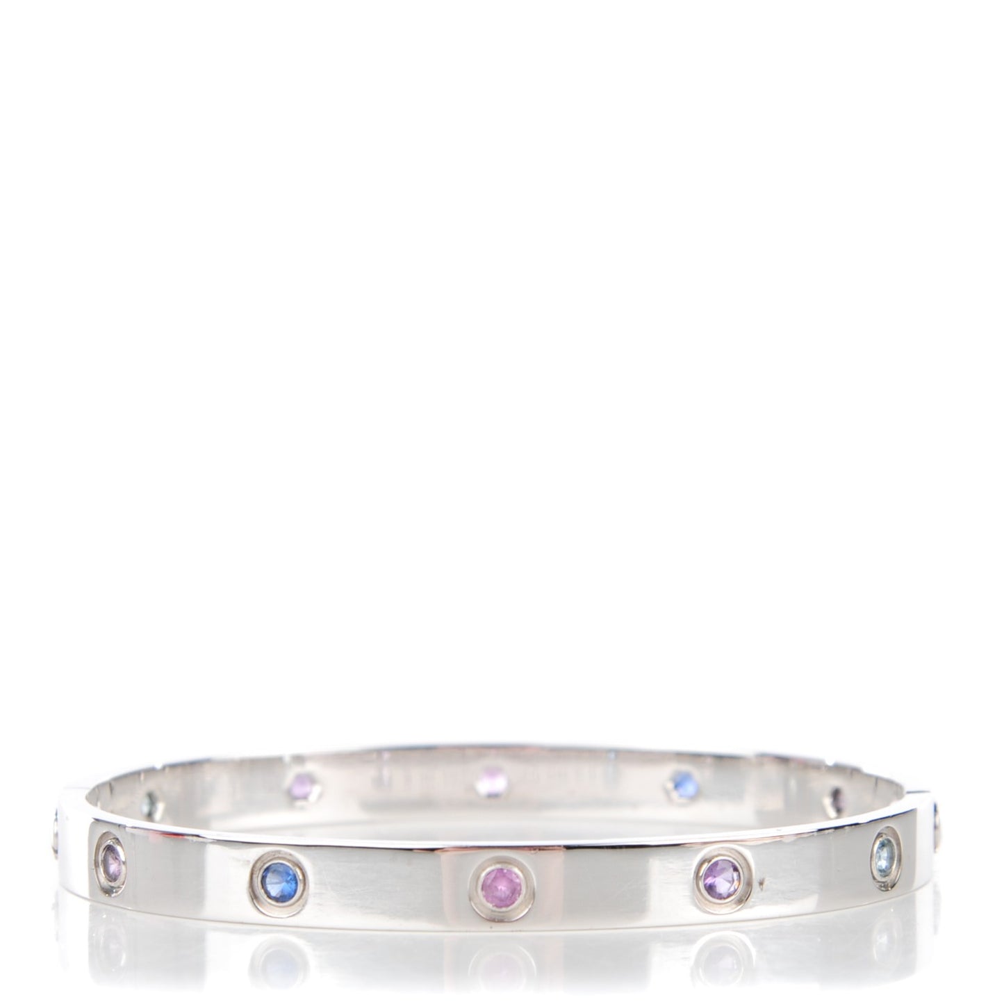 18K White Gold Aquamarine Sapphire Spinel Amethyst LOVE Bracelet 18