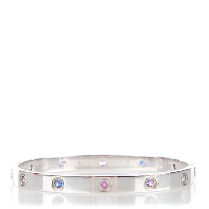 Cartier 18K White Gold Aquamarine Sapphire Spinel Amethyst LOVE Bracelet 18 1 of 5