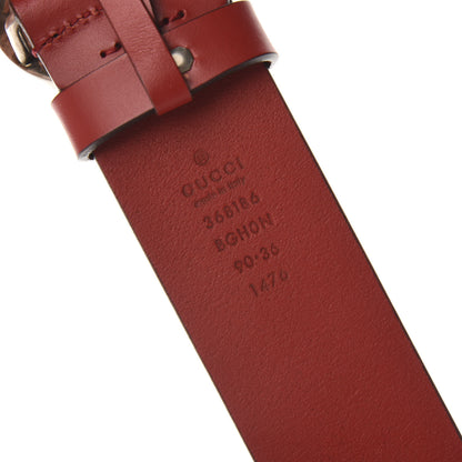Gucci Selleria Calfskin Nickel Interlocking G 37mm Belt 90 36 Rosso 3 of 5