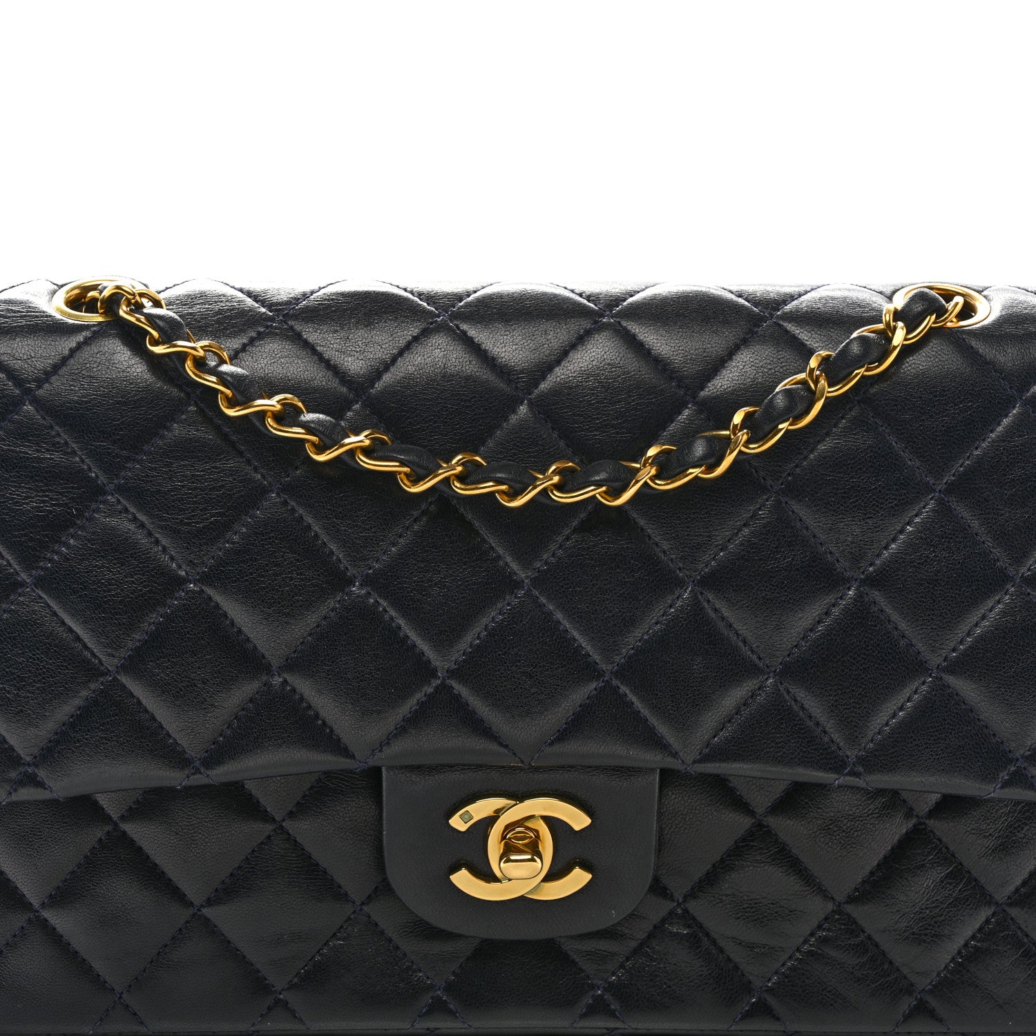 Chanel Lambskin Quilted Medium Double Flap Navy 8 of 12