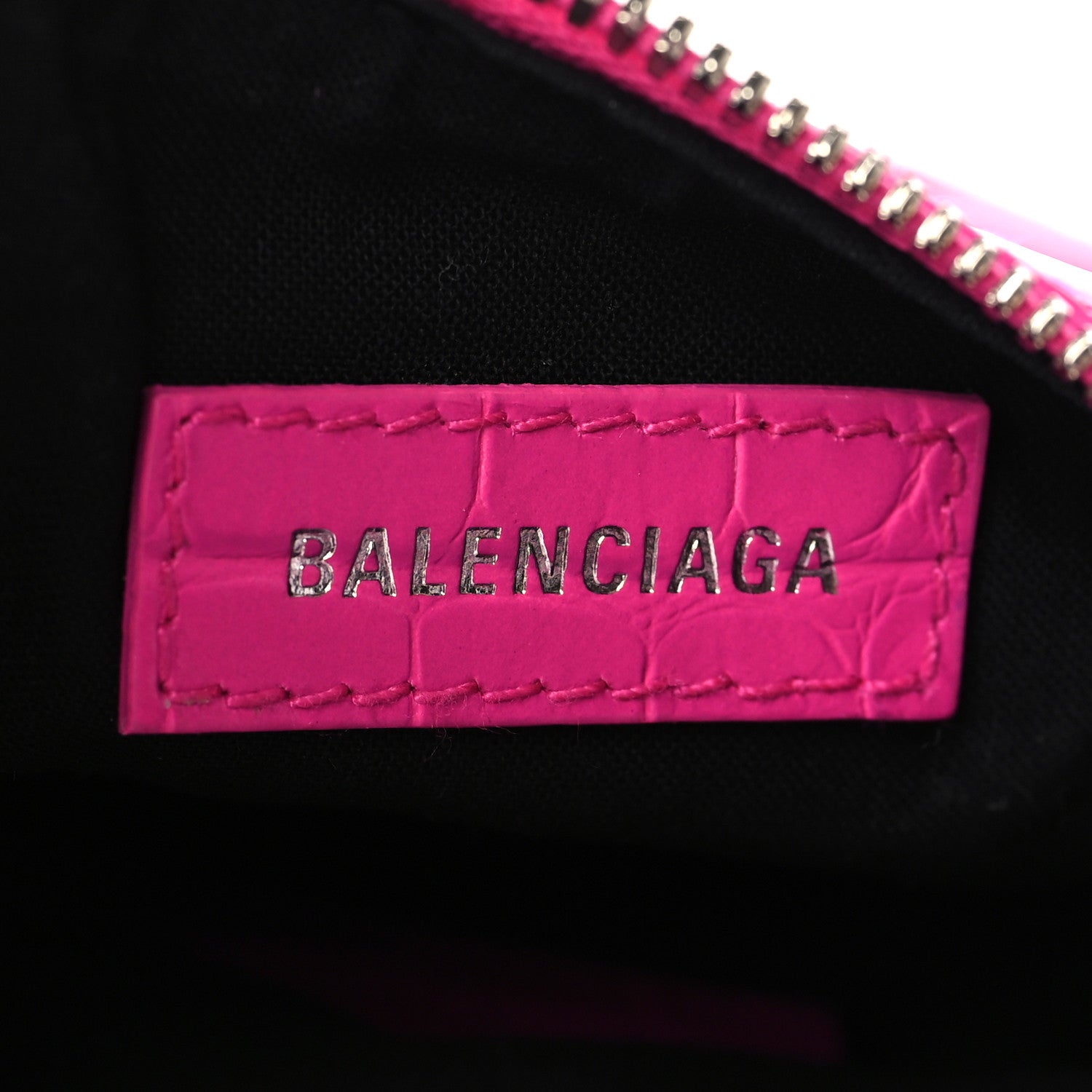 Balenciaga Extra Supple Calfskin Crocodile Embossed XS Le Cagole Shoulder Bag Lipstick Pink 6 of 9