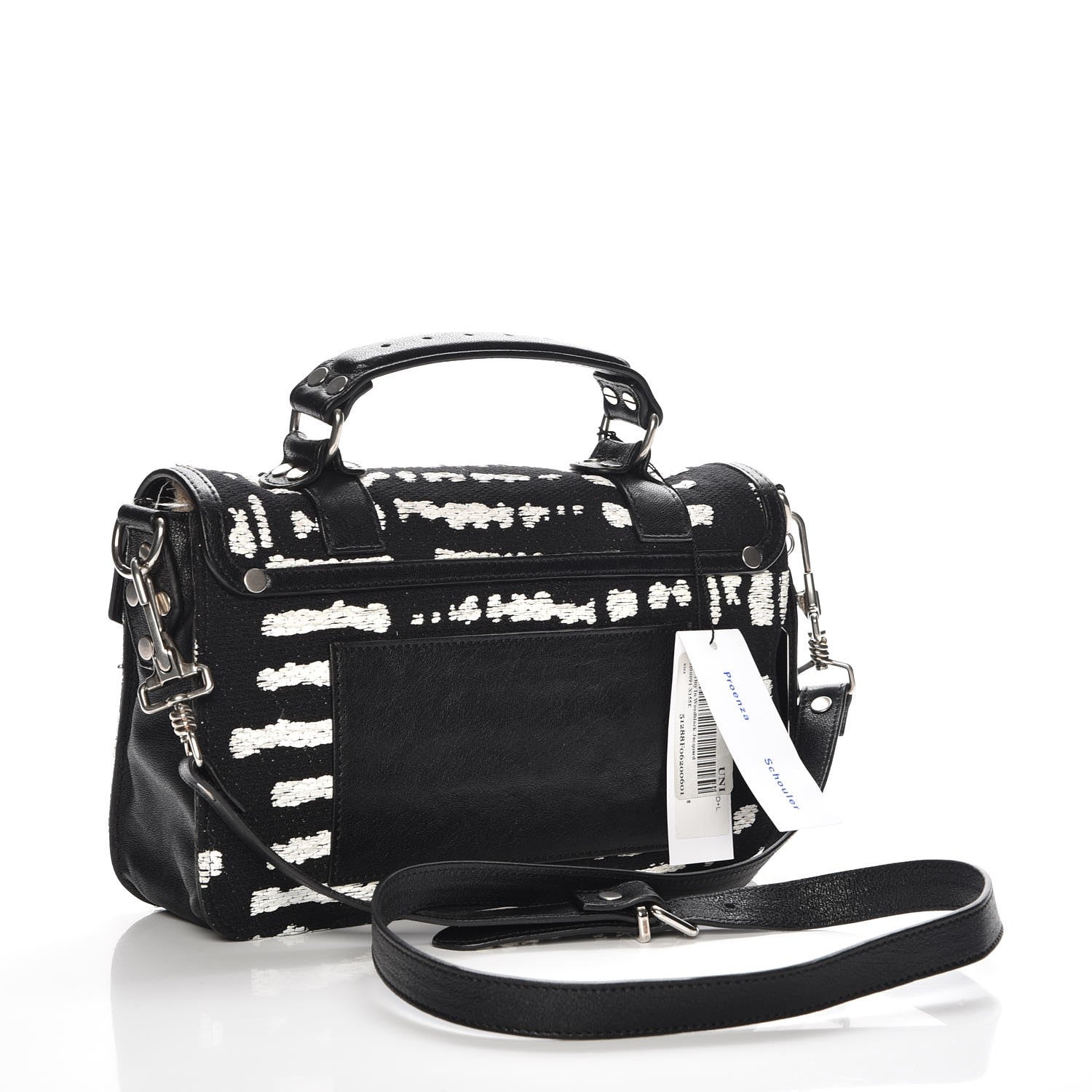 Proenza Schouler Jacquard Woodblock PS1 Tiny Satchel Black White 4 of 9