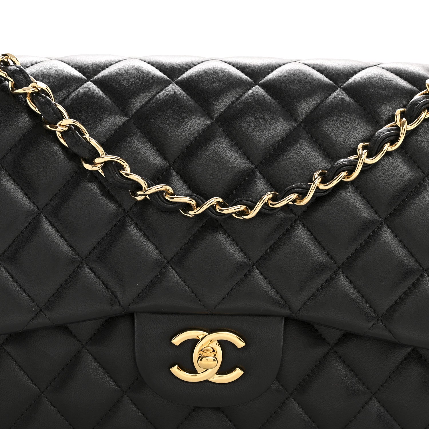Chanel Lambskin Quilted Jumbo Double Flap Black 8 of 13