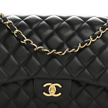 Chanel Lambskin Quilted Jumbo Double Flap Black 8 of 13