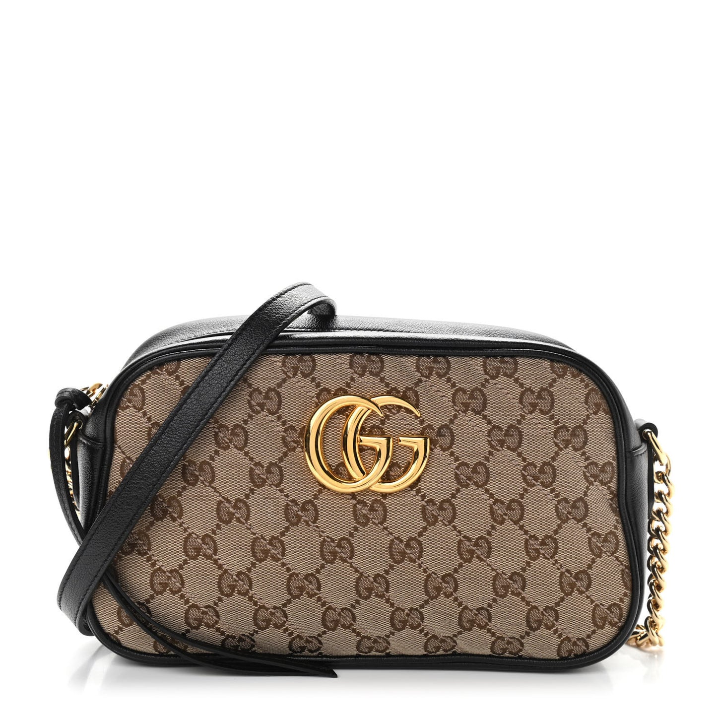 Monogram Matelasse Diagonal Small GG Marmont Chain Shoulder Bag Beige Black