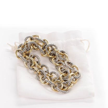David Yurman Sterling Silver 18K Yellow Plated Gold 16mm Large Oval Link Necklace 7 of 7