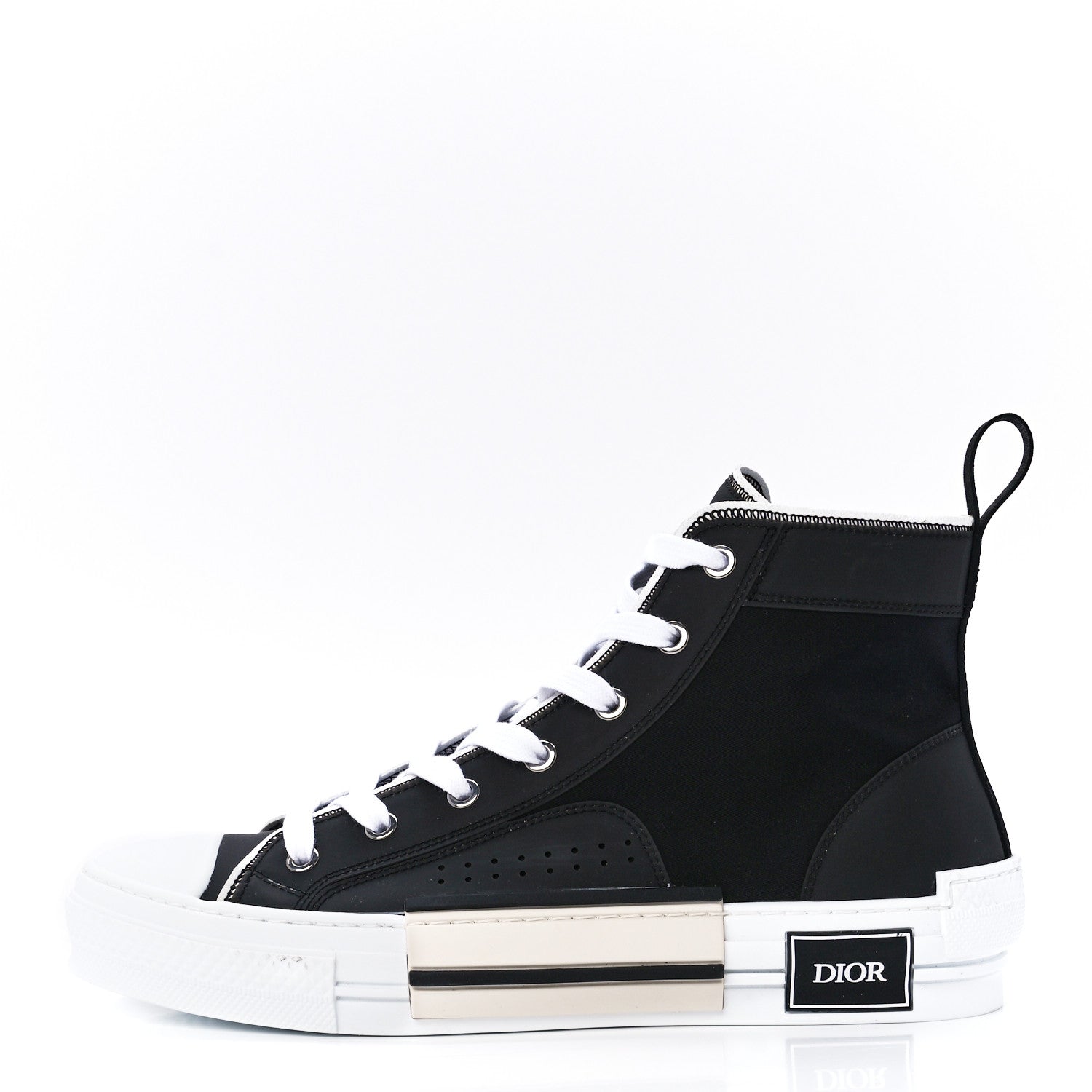 Christian Dior Oblique Kumo Mens B23 High Top Sneakers 40 Black Beige 1 of 8