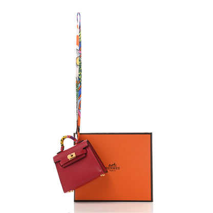 Hermes Tadelakt Mini Kelly Twilly Bag Charm Rouge Vif 7 of 7