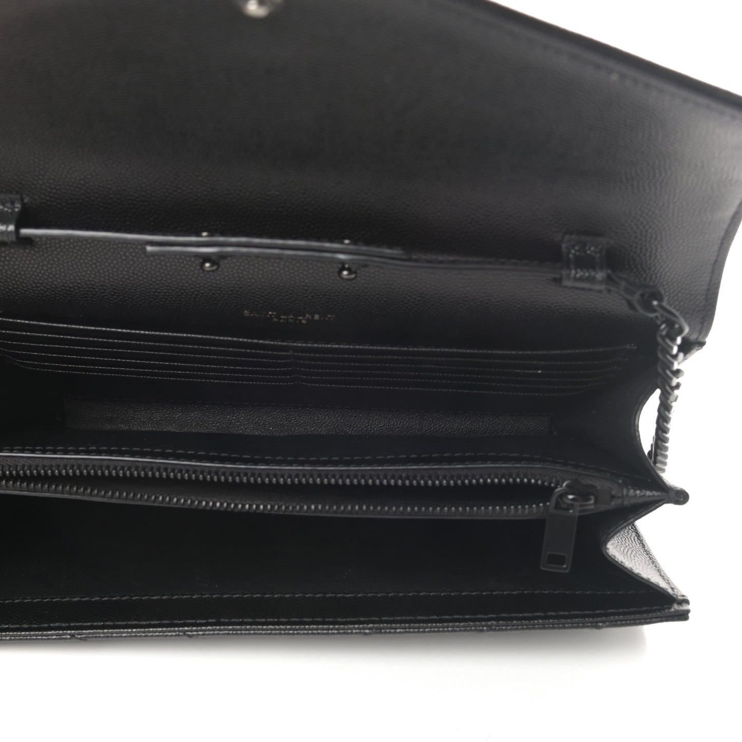 Grain De Poudre Matelasse Chevron Monogram Chain Wallet Black