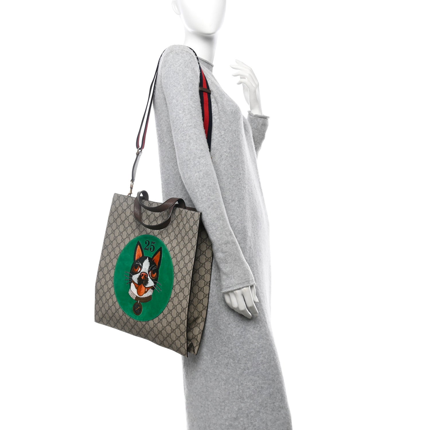 Gucci Soft GG Supreme Monogram Web Bosco Patch Vertical Tote Beige New Shamarock 2 of 11