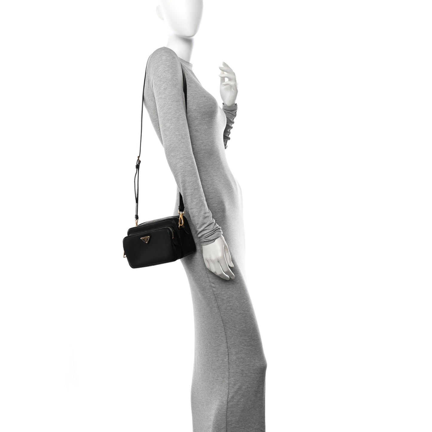 Saffiano Lux Camera Case Crossbody Bag Black