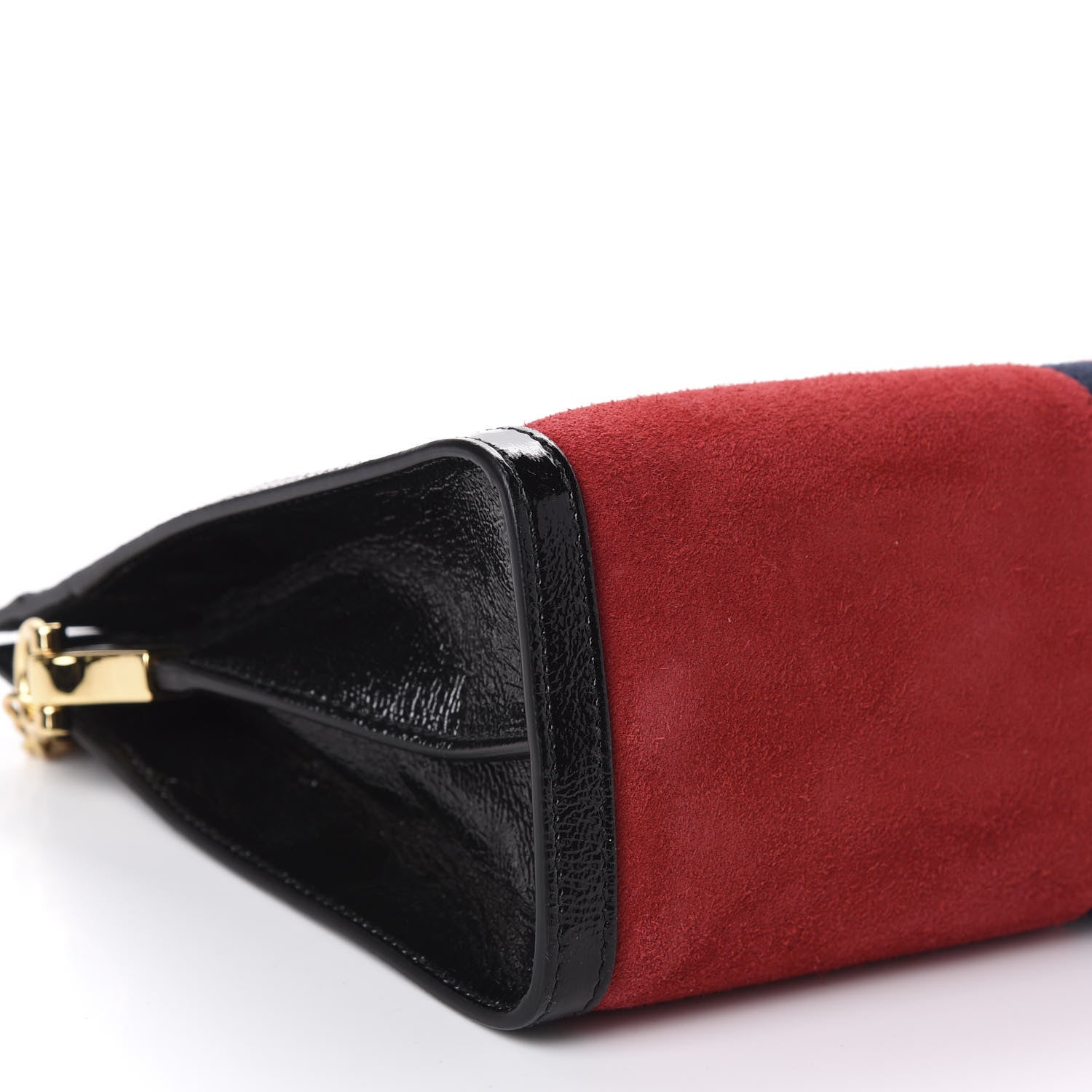 Gucci Suede Patent Web Medium Ophidia Chain Shoulder Bag Hibiscus Red Black 6 of 10