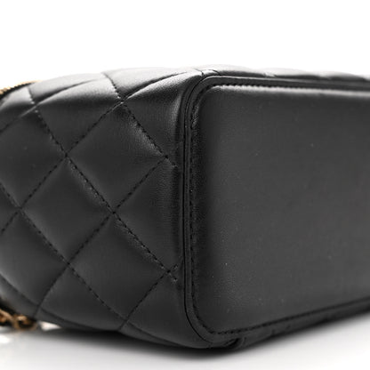 Chanel Lambskin Quilted Small Pearl Crush Vanity Case With Chain Black 9 of 11