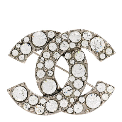 Chanel Crystal Large CC Brooch Silver 1 of 4