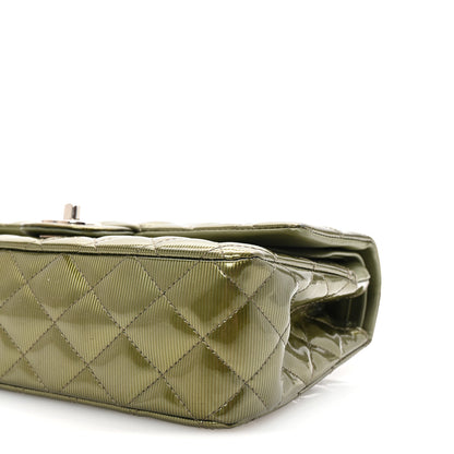 Chanel Striated Patent Quilted Medium Double Flap Green 10 of 10