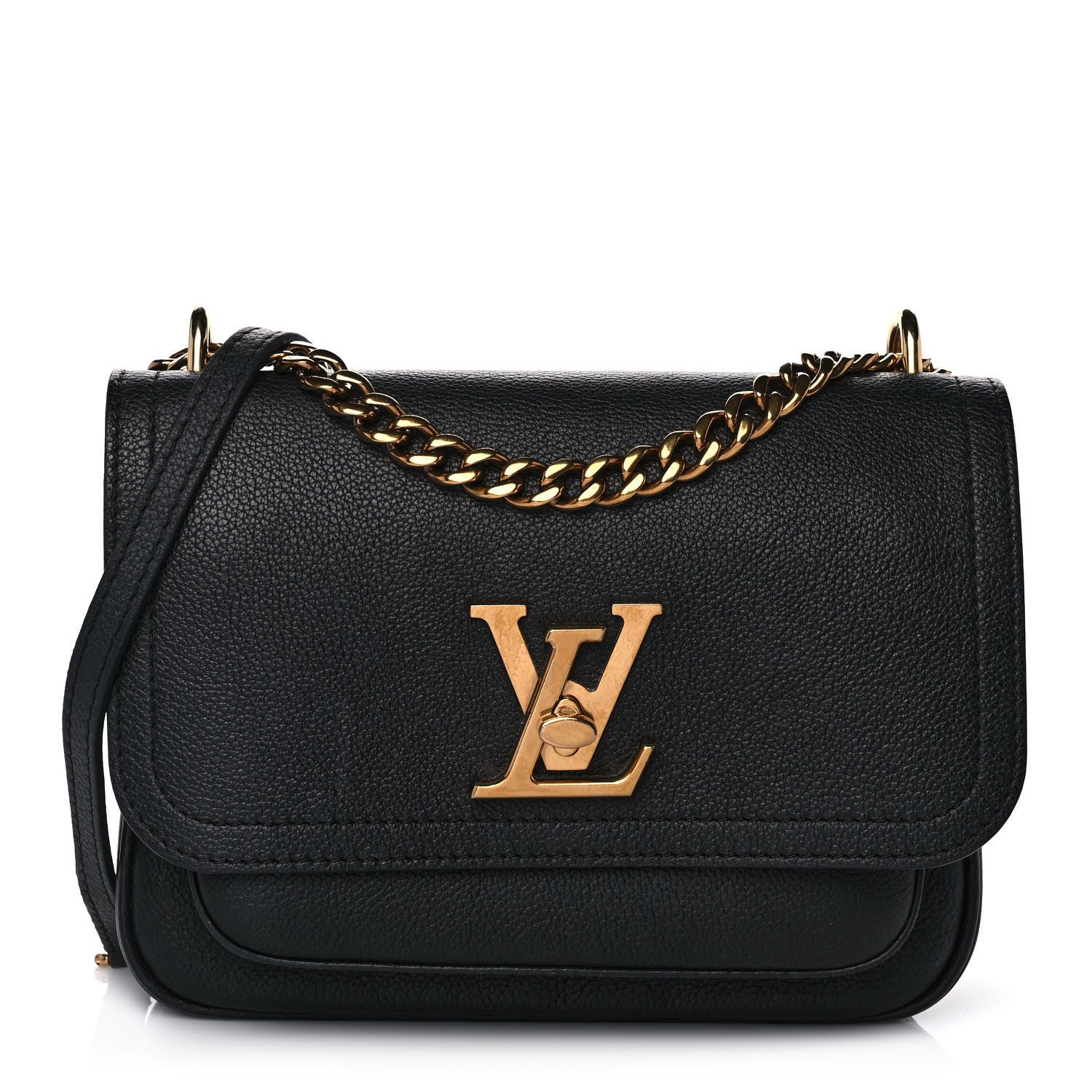 Louis Vuitton Grained Calfskin Lockme Chain Bag Black 1 of 14