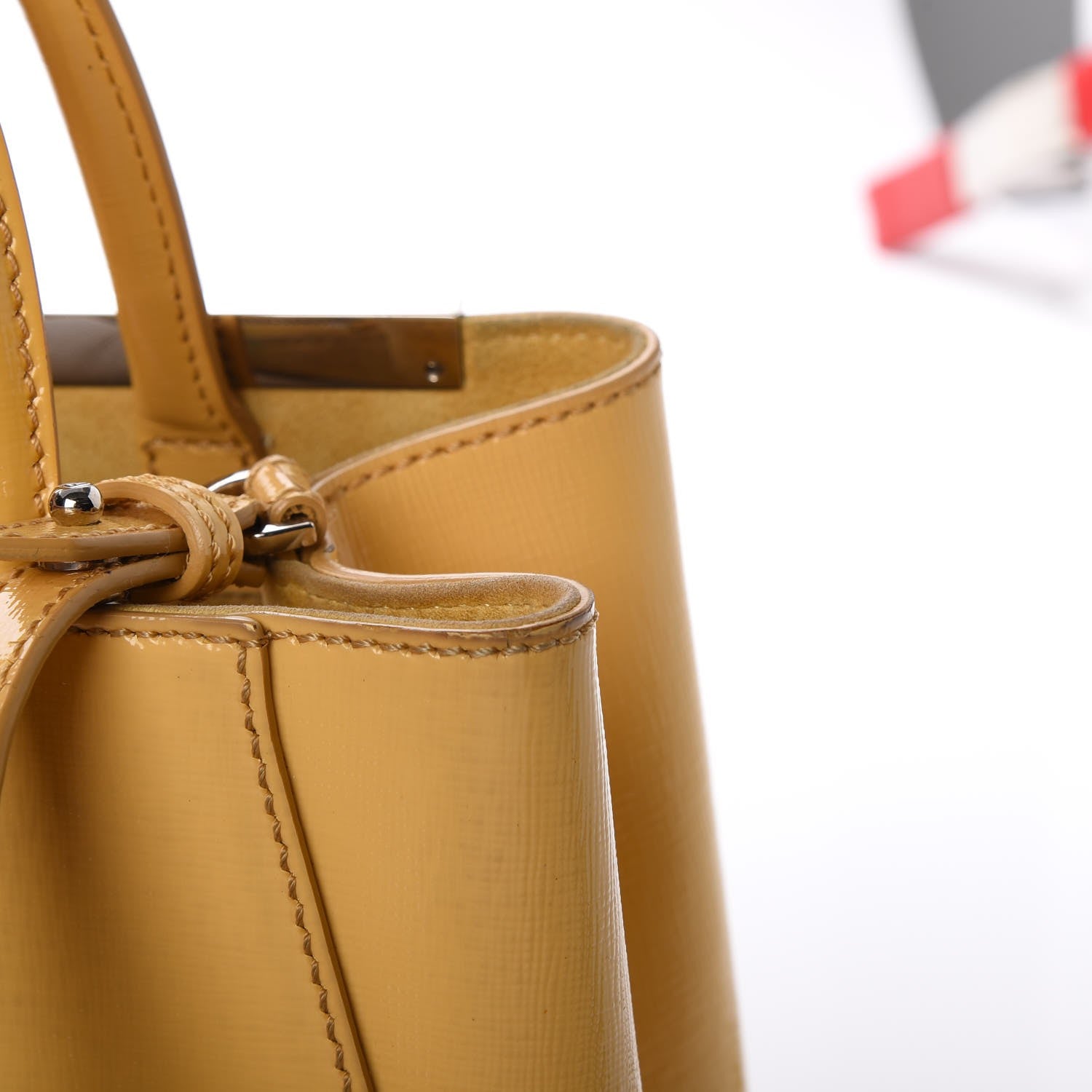 Fendi Vitello Vernice Camoscio Petite 2Jours Tote Alchemy Yellow 40 of 43