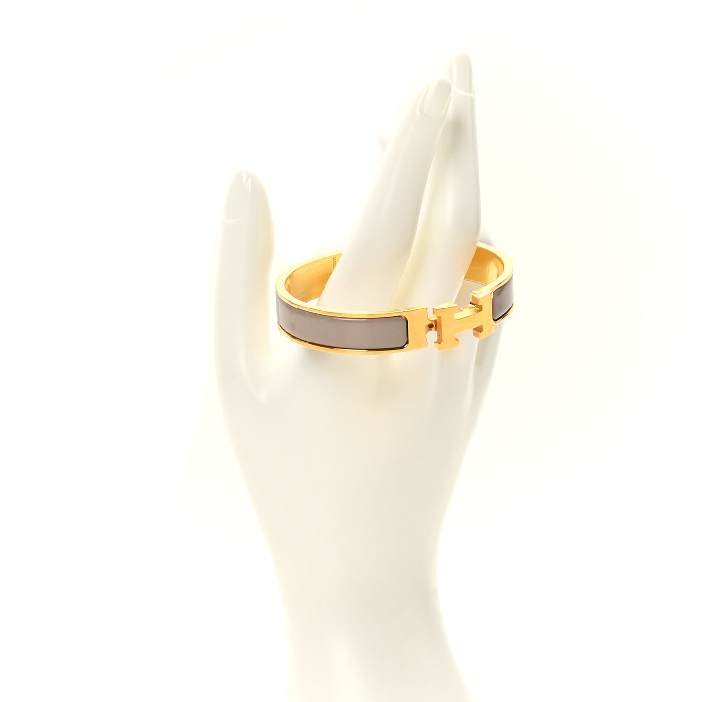 Enamel Narrow Clic Clac H Bracelet GM Marron Glace