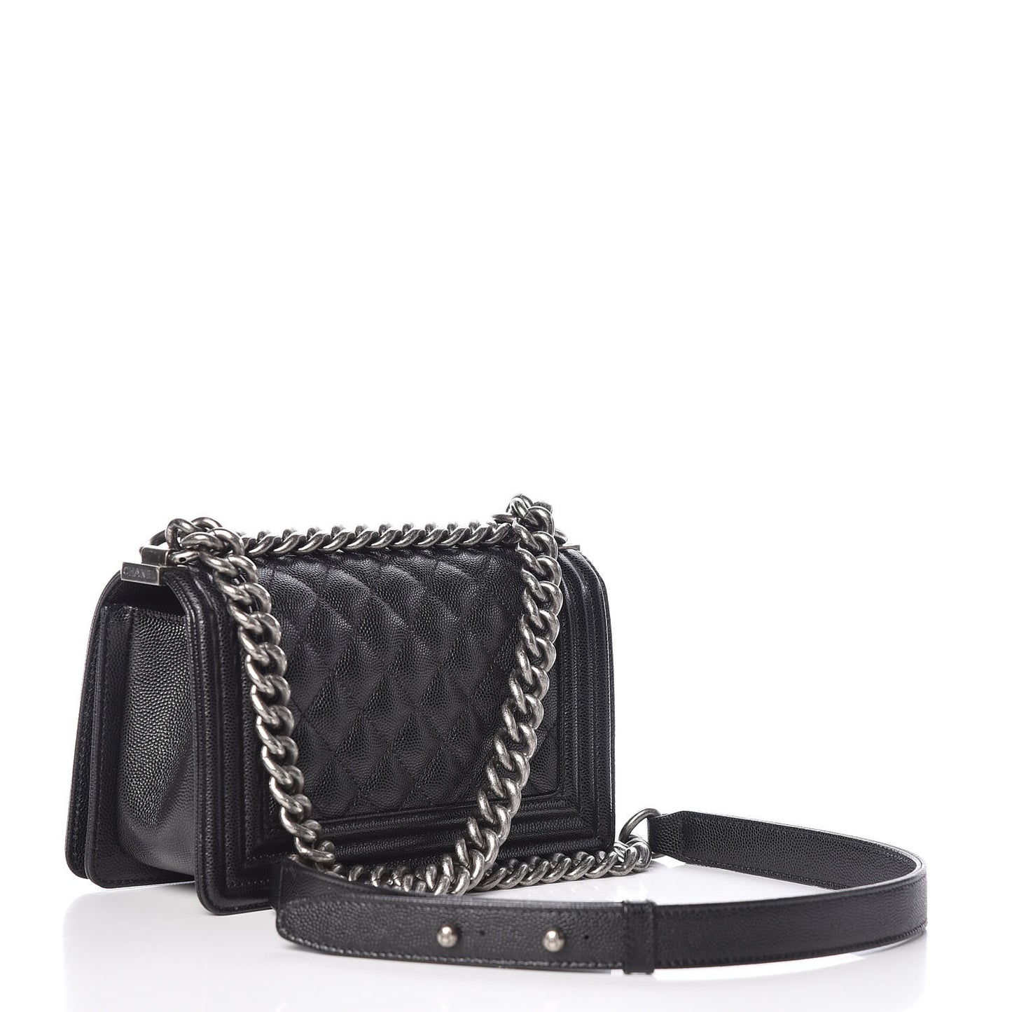 Caviar Quilted Small Boy Flap Black