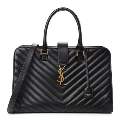 Saint Laurent Calfskin Matelasse Chevron Medium Monogram Cabas Black 1 of 12