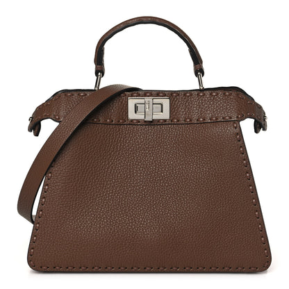 Fendi Cuoio Roma Sellerissima Nappa Sintetica Tape Stitch Small Peekaboo I SEE U Satchel Fettuccia 1 of 10