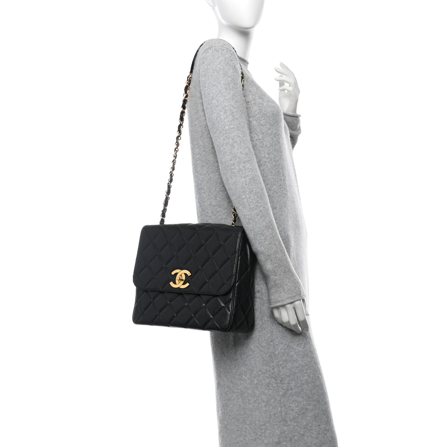 Chanel Caviar Quilted XL Single Flap Black 2 of 12