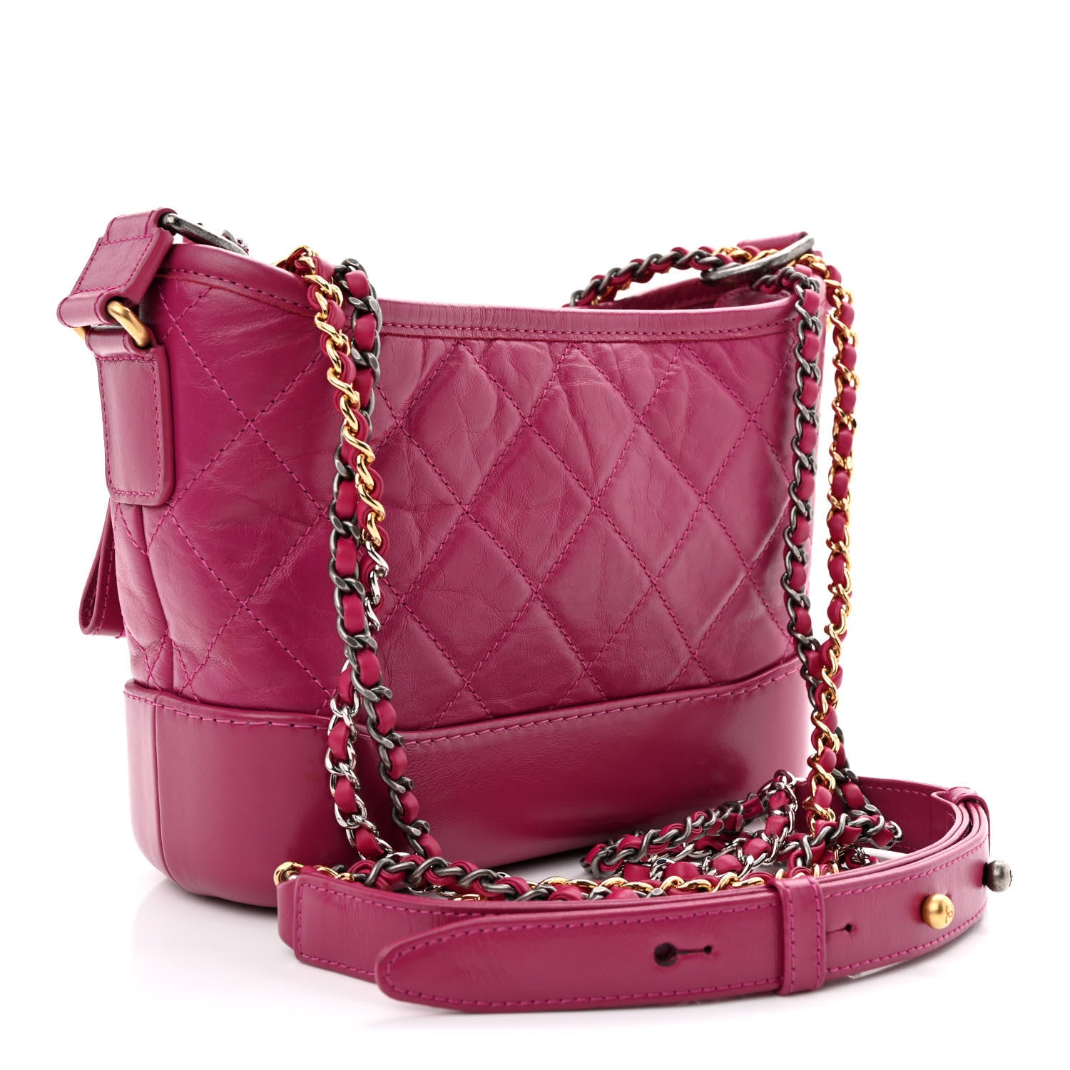 Chanel Aged Calfskin Quilted Small Gabrielle Hobo Fuchsia 3 of 10
