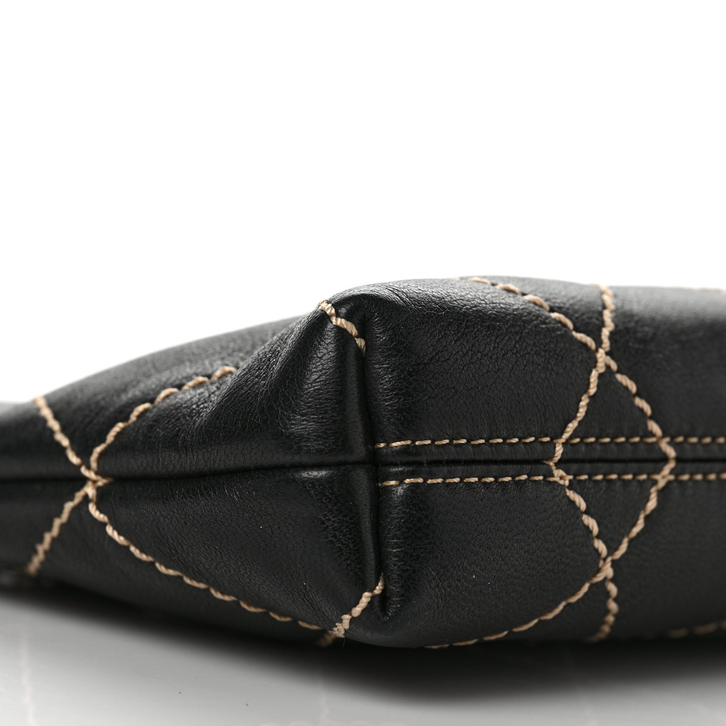 Lambskin Surpique Stitch Pochette Black