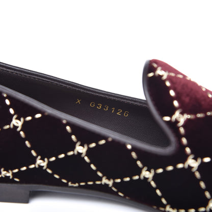 Chanel Velvet Moccasin Loafers 40 Burgundy 9 of 9