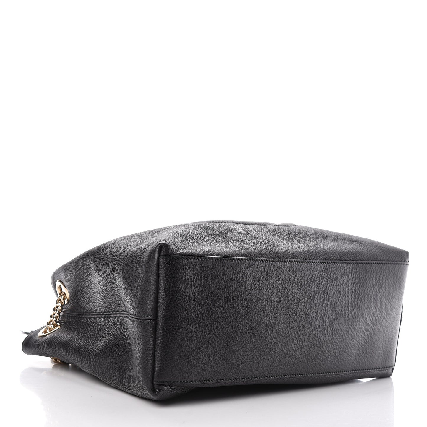 Pebbled Calfskin Medium Soho Chain Shoulder Bag Black