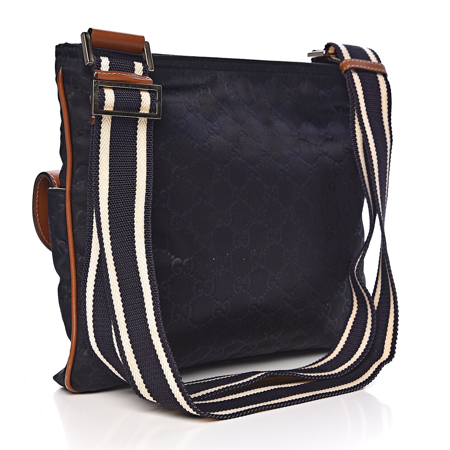 Nylon Monogram Signature Web Small Messenger Navy