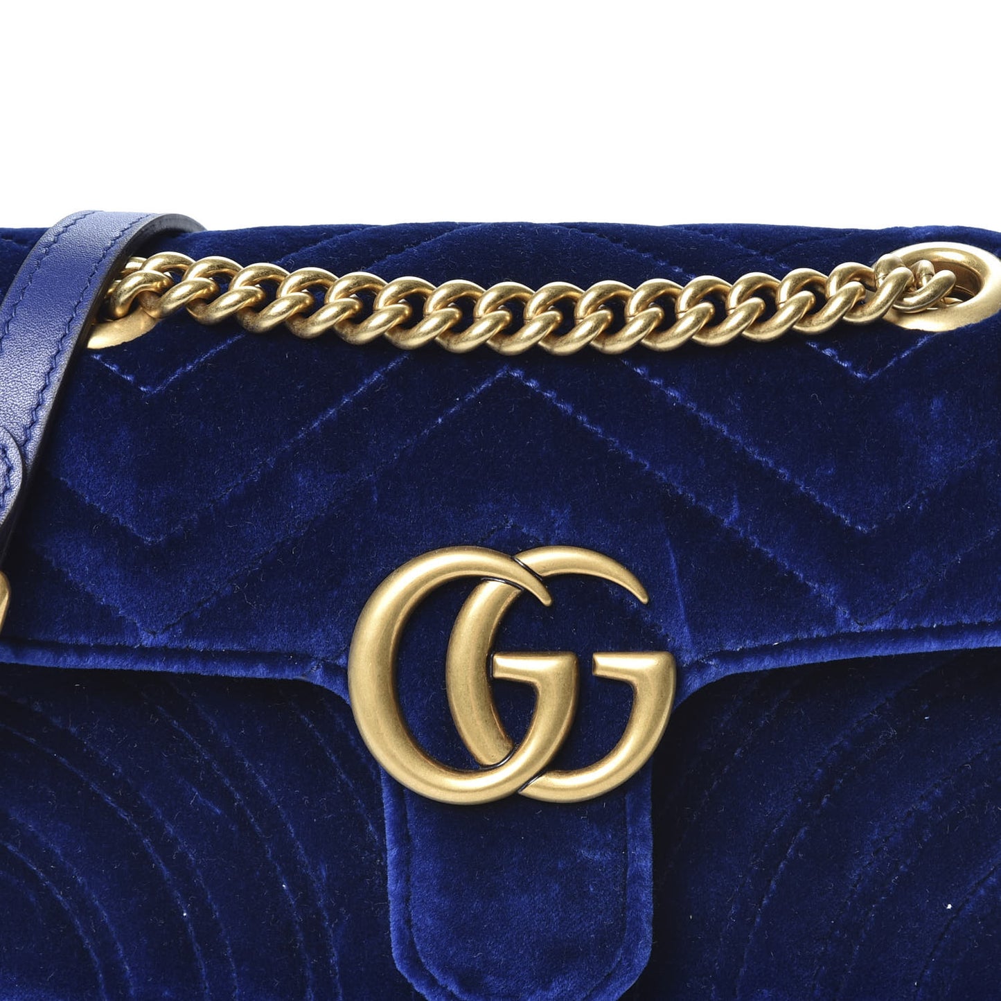 Velvet Matelasse Mini GG Marmont Shoulder Bag Cobalt Blue