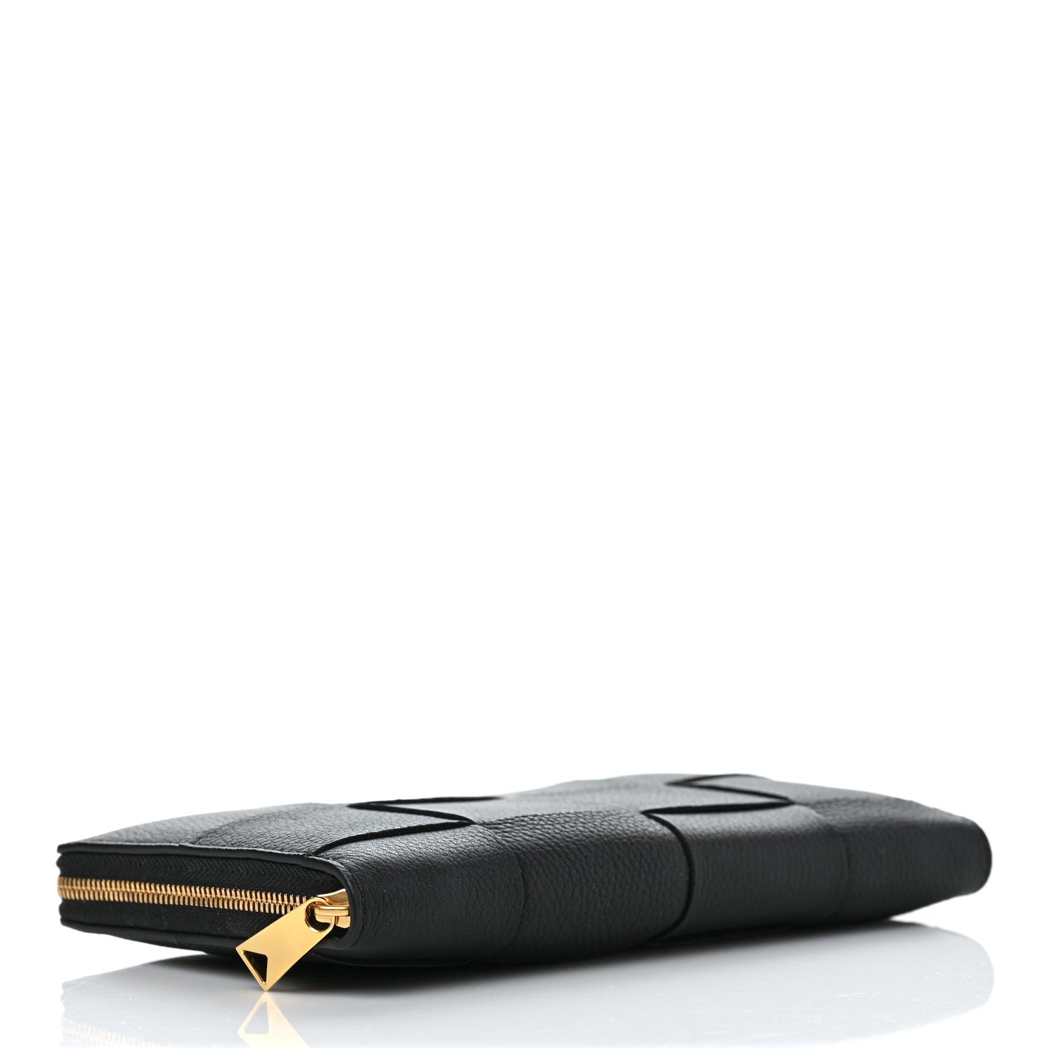 Bottega Veneta Grained Calfskin Maxi Intrecciato Zip Around Wallet Black 4 of 8