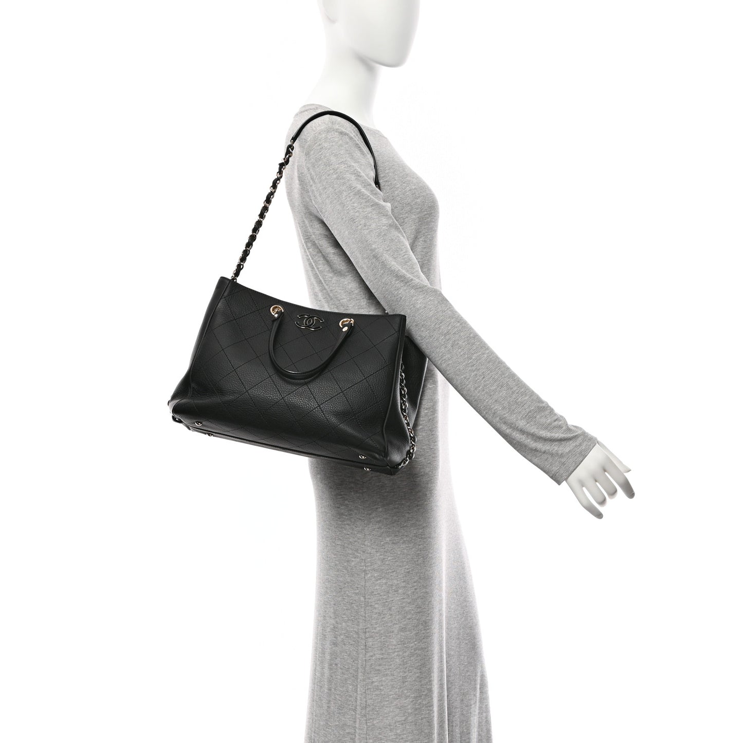 Bullskin Stitched Medium Shopping Bag Black