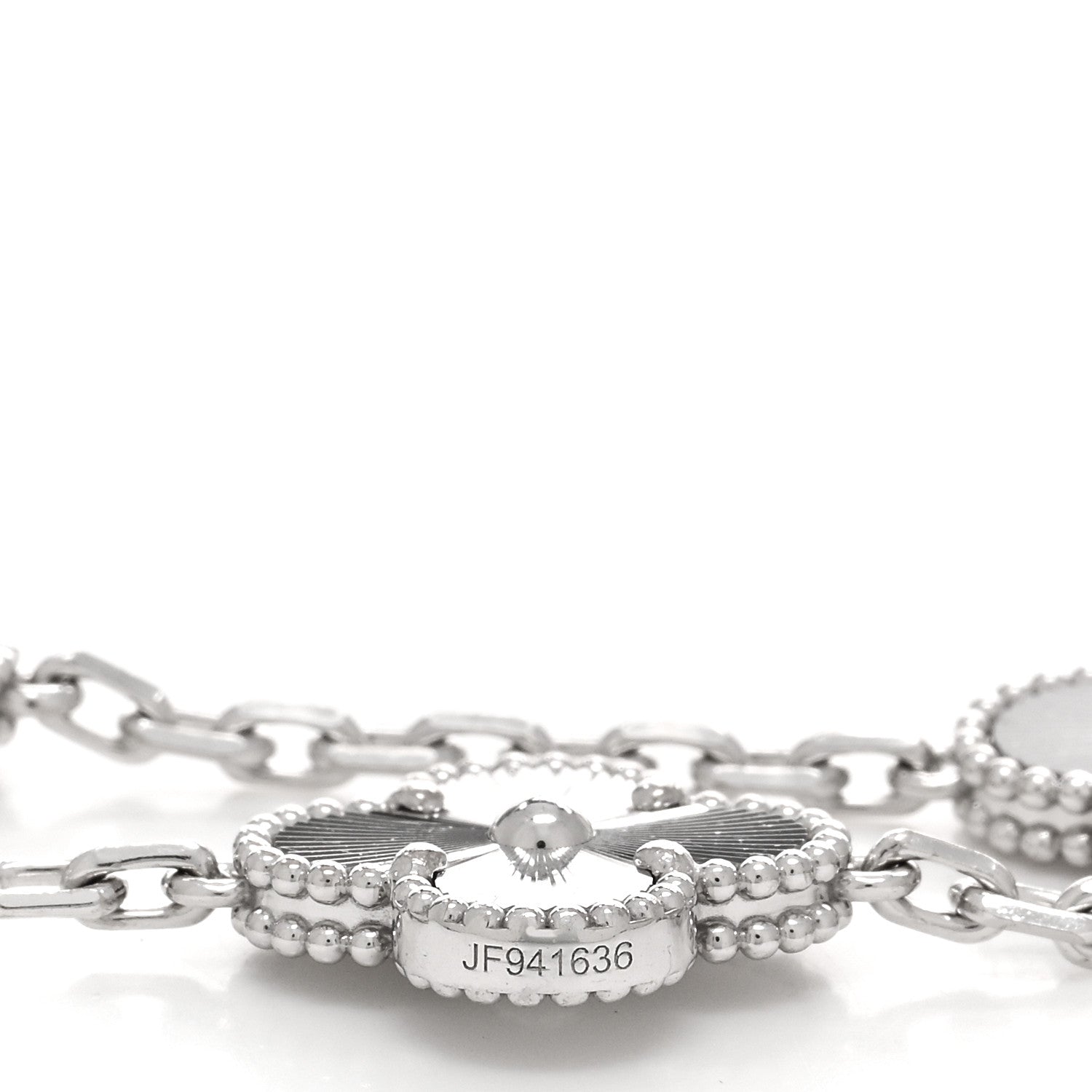Van Cleef & Arpels 18K White Gold 5 Motifs Guilloche Vintage Alhambra Bracelet 4 of 5