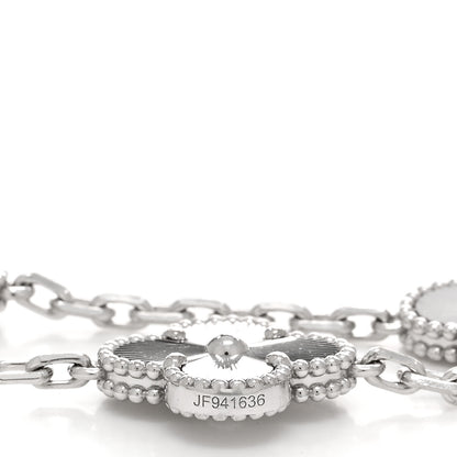 Van Cleef & Arpels 18K White Gold 5 Motifs Guilloche Vintage Alhambra Bracelet 4 of 5