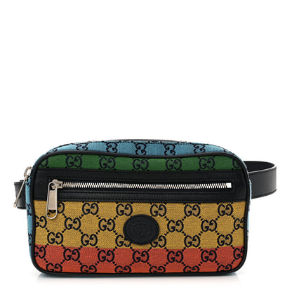Gucci Monogram Multicolor Retro Interlocking G Belt Bag 95 38 Blue Rainbow Light Blue 1 of 10