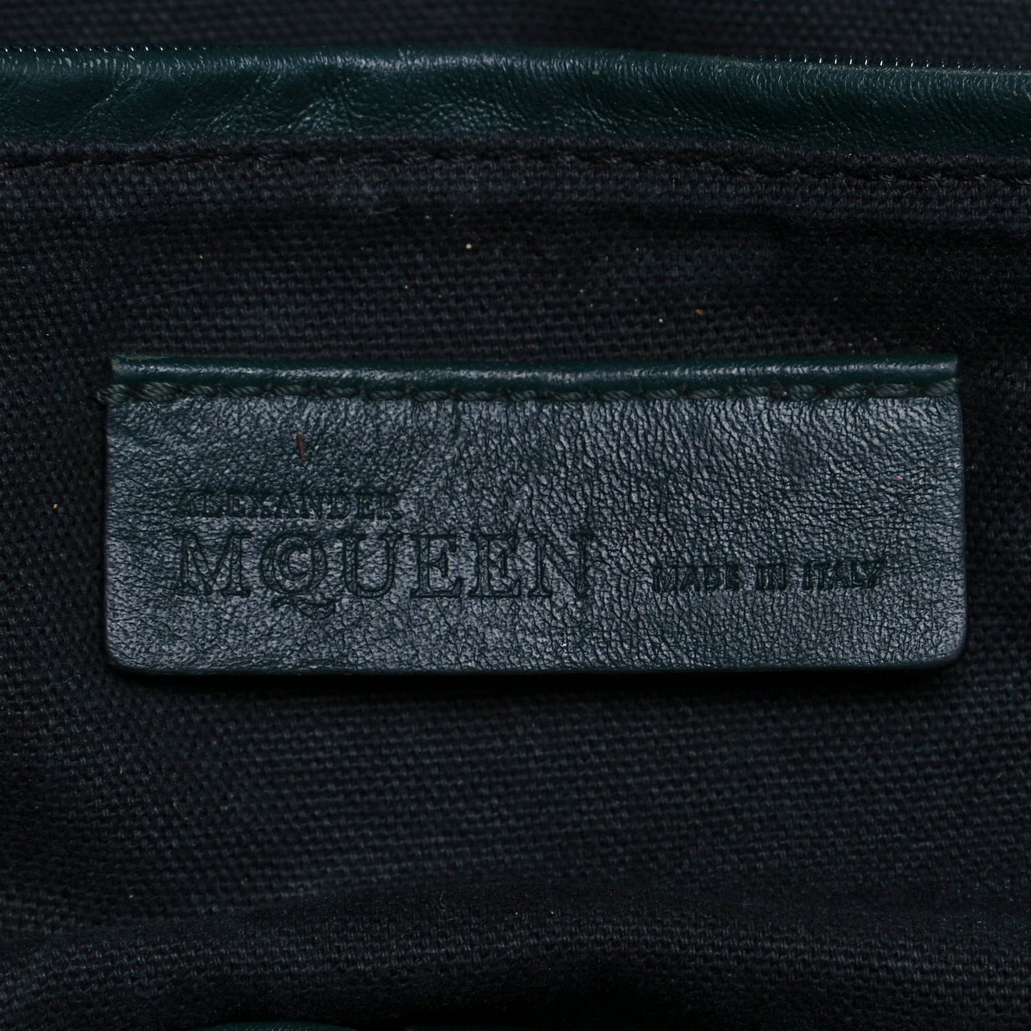 Pebbled Calfskin Large Skull Padlock Zip Around Tote Dark Green