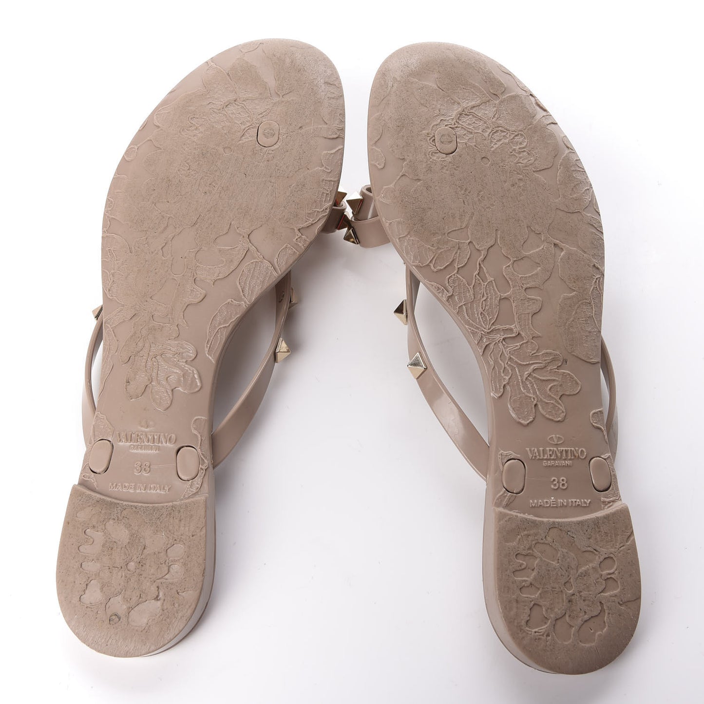 PVC Jelly Rockstud Bow Thong Sandals 38 Poudre