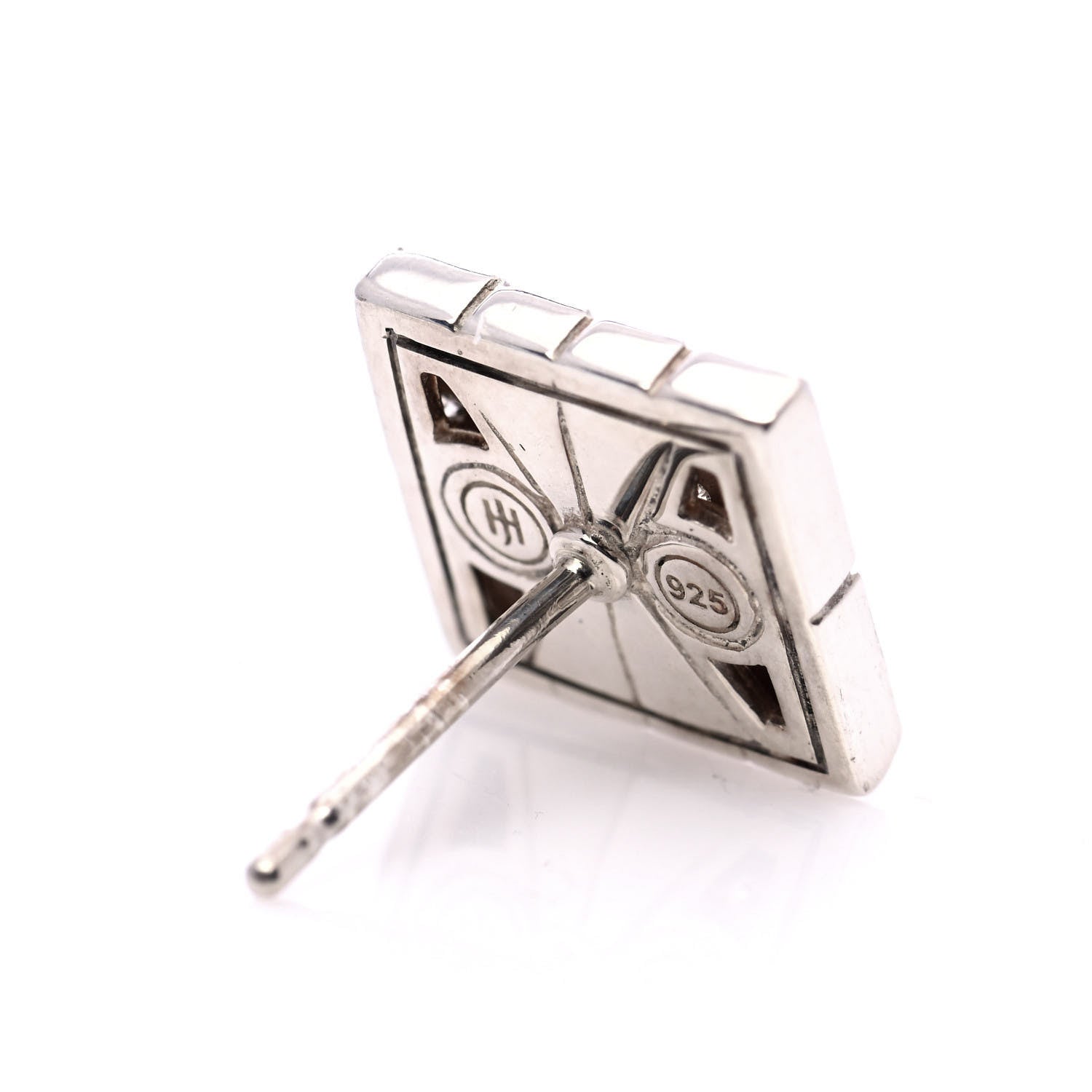 John Hardy Sterling Silver Diamond Modern Chain Square Earrings 5 of 6