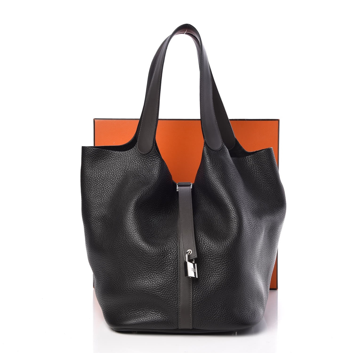 Hermes Taurillon Clemence Swift Bicolor Picotin Lock TGM Plomb Graphite 8 of 8