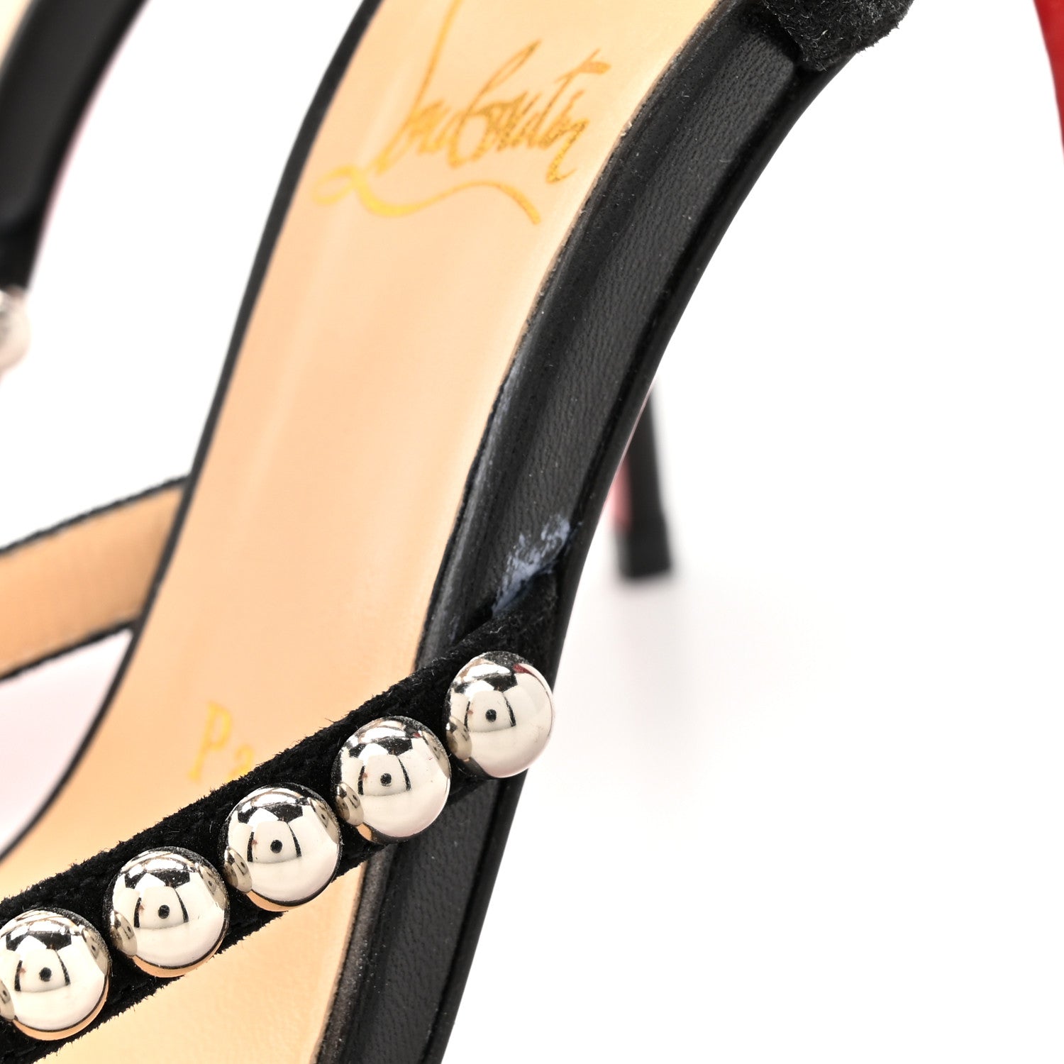 Christian Louboutin Shiny Nappa Suede Galeria 100 Sandals 36 Black Silver 10 of 11