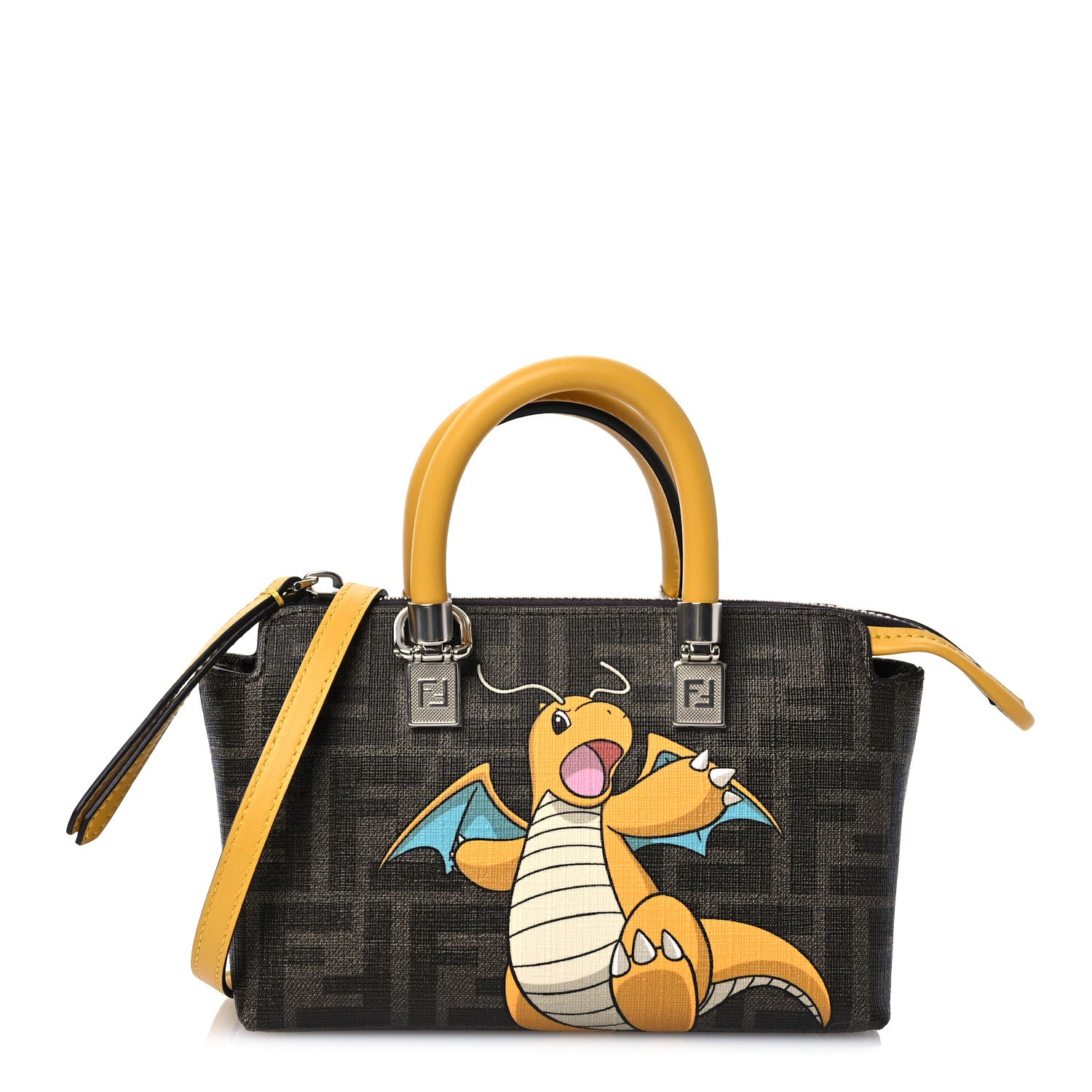 Fendi X FRGMT X POKEMON Glazed Fabric FF Pokemon Mini By The Way Top Handle Tobacco Moro Giallo Mimosa 1 of 10