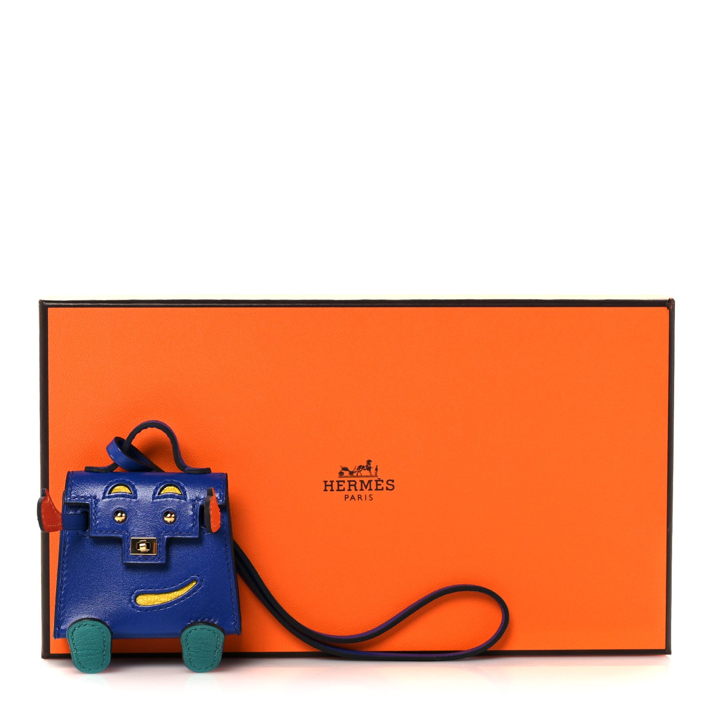 Tadelakt Chevre Mysore Kelly Quelle Idole Bag Charm Bleu Electrique Feu Jaune De Naples Vert Verone