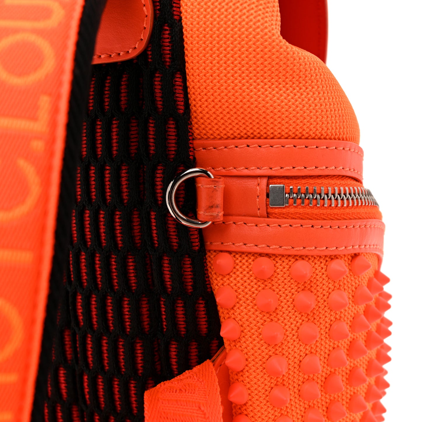 Calfskin Spiked Small Explorafunk Backpack Fluo Orange